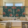 thumbnail image 2 of Yayeee Kitchen Curtains Tier Set of 2 Light Filtering 57"x24" Over Sink Window Panels, Floral Christmas, 2 of 7