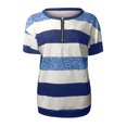thumbnail image 3 of T-Shirt à Manches Courtes à Rayures Léopard avec Fermeture Éclair pour Femmes, 3 of 5
