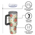 thumbnail image 4 of 40oz Pioneer Flower Floral Print Pattern Insulated Tumbler with Handle, BPA-Free Leak Proof Lid and Straws, Double Wall Vacuum, Hot 12h/Cold 34h, 4 of 6