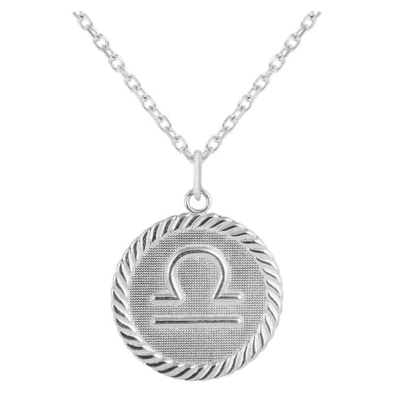 Reversible Libra Zodiac Sign Charm Coin Pendant Necklace in Solid Gold (18 Inches)