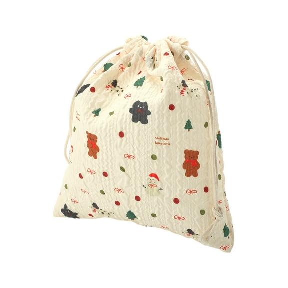 Unique Bargains 1 Pc Small Snowman Drawstring Makeup Bag for Travel Beige Polyester
