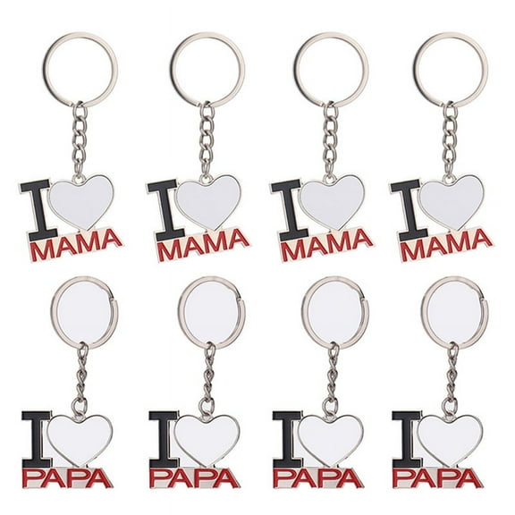 ckepdyeh 8PCS Sublimation Blank Keychain Metal Heat Transfer Keychain Blank Board Key Rings for DIY Sublimation, for MAMA