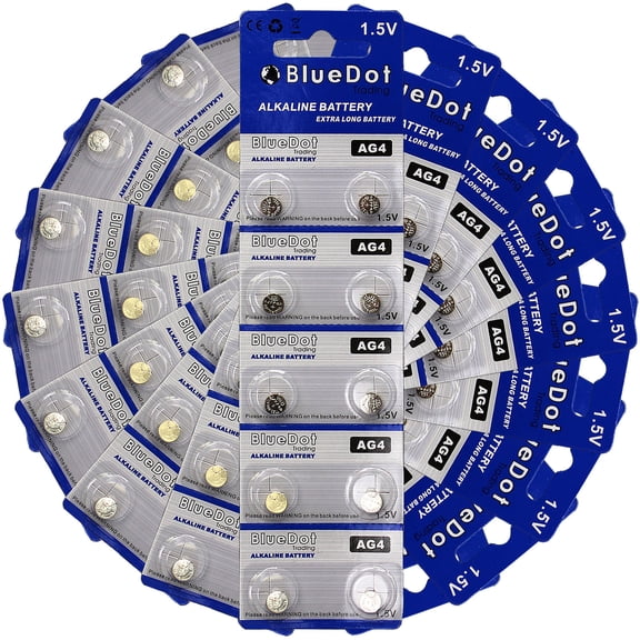BlueDot Trading AG4 (also known as LR66 and LR636) Alkaline Button Cell Batteries - 100 Pack