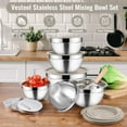 thumbnail image 4 of 6 Pack Mixing Bowls with Lids, Vesteel Stainless Steel Mixing Bowl Metal Nesting Salad Bowls Attach with 3 Graters for Kitchen Grating/ Shredding, Size 4.6, 2.6, 2, 1.5, 1, 0.7 QT - Khaki, 4 of 8