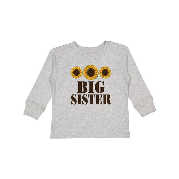 Inktastic Big Sister Announcement Sunflowers Girls Long Sleeve Toddler T-Shirt
