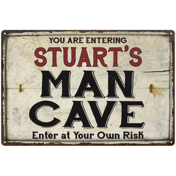 STUART'S Man Cave Sign Rustic 8 x 12 High Gloss Metal 208120035305