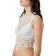 thumbnail image 4 of Top corto sin mangas de encaje transparente para mujer - Cuello alto, fruncido en los laterales, bordado floral, 4 of 7