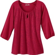 Just My Size - Women's Plus Print 3/4-Sleeve Keyhole Tee