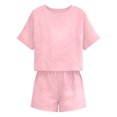 thumbnail image 4 of Conjunto Corto Casual para las Mujeres Manga Corta Bolsillo Pantalones Cortos Pantalones de Señoras Conjunto con Cuello Redondo Top, Ropa Casual de Verano, 4 of 7