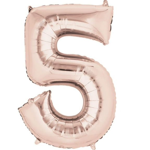 Anagram 87801 34 in. Rose Gold Number 5 Super Shape Foil Balloon