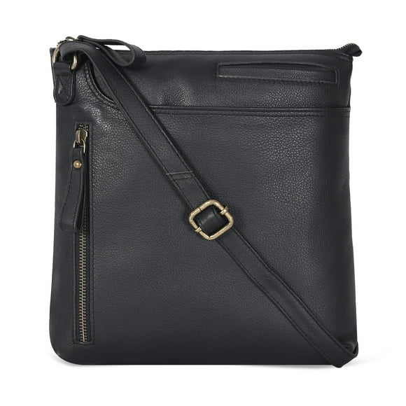 Bandolera para mujer, piel de roble, tamaño mediano, color negro