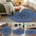 thumbnail image 6 of Nautical Compass Round Area Rug 4 FT, Non Slip Indoor Outdoor Rug, Navy Blue Striped Coastal Compass Washable Soft Circular Carpet Non-Shedding Floor Mat for Coffee Table Nursery Foyer Balcony, 6 of 9