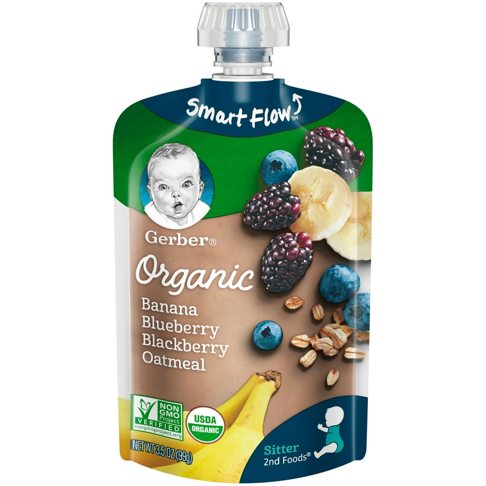 Gerber Organic 2nd Foods Baby Food Banana Blueberry Blackberry Oatmeal
