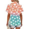 thumbnail image 5 of Xdegoge Floral Print Blouses for Women V Neck Short Sleeve Button Up Shirts Cotton Linen Lightweight Tops Casual Summer Daily Wear Relaxed Fit Flowy Tunic Blouse, 5 of 6