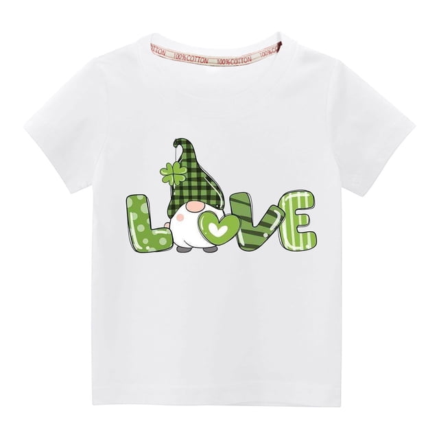 Besolor T-Shirts de la Saint-Patrick pour Enfants Garçons Filles Manches Courtes Hauts d'Été Décontractés Col Rond Blouse Graphique Tee