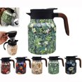 thumbnail image 4 of Insulated Coffee Carafe 1L with Floral Design, Stainless Steel Thermal Pitcher with Wooden Handle, 12-Hour Hot Cold Retention for Home Office, 4 of 9