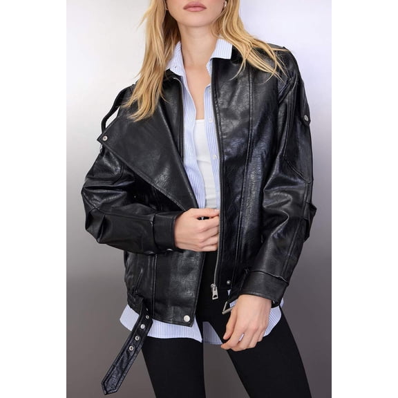 TRENDYOLMİLLA Women's Black Plain Long Oversize Winter Jackets