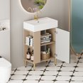 thumbnail image 2 of Demi Bonn 21" Bathroom Vanity with Ceramic Sink and Soft-Closing Door, Cloakroom Open Shelf Storage Cabinet on the Left Side, Faucets and Drains Not Included, Green, 2 of 7