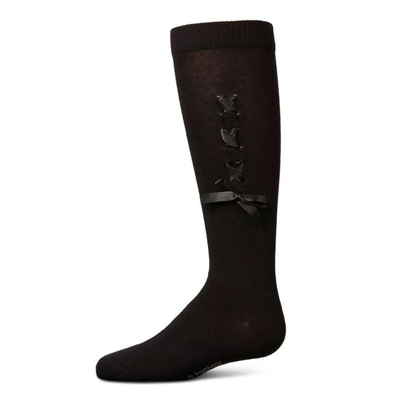 MeMoi  Weaved Velvet Bow Knee High Socks - Girls - Female, 8, Black