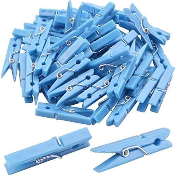 50 Pieces Photo Clips,Mini Plastic Picture Paper Clip Clothespins Peg for Office,Home,Arts(Blue)
