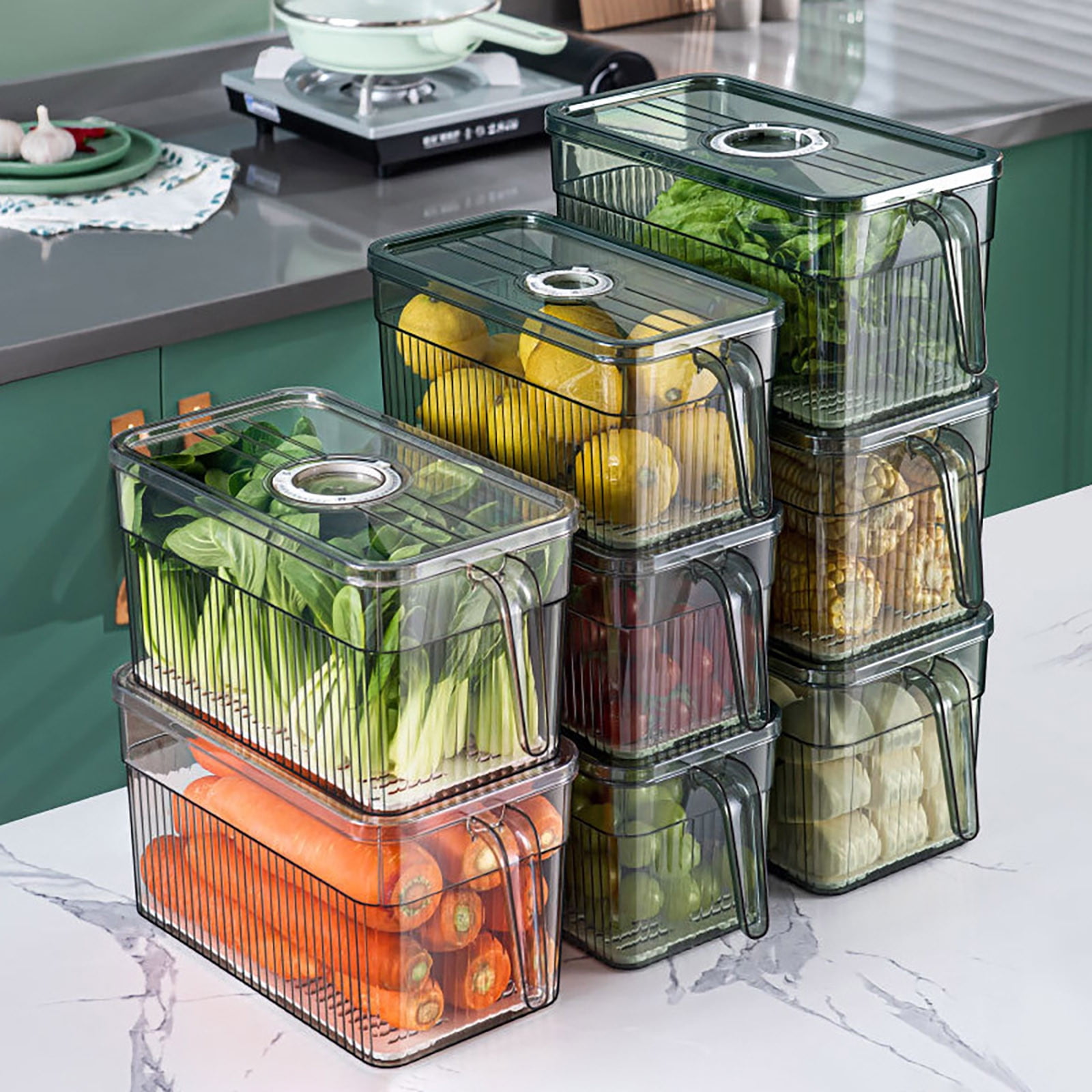 Nkmbld Storage Containers for Organizing Refrigerator Storage Box, Fresh-Keeping Box, Vegetables, Classified Eggs, Storage Box with Lid
