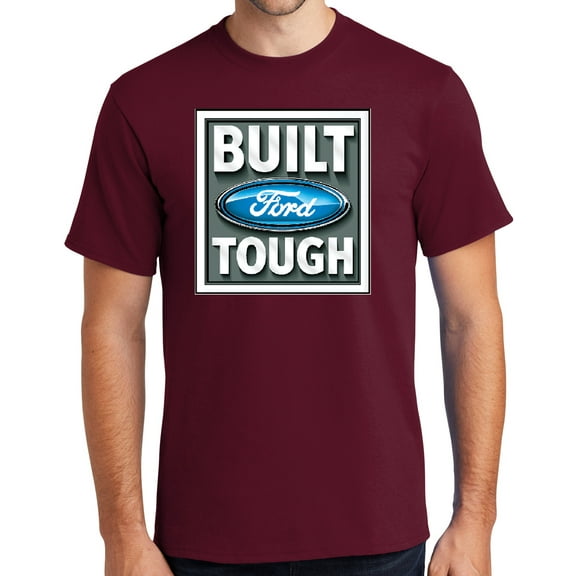 Buy Cool Shirts BUILT FORD TOUGH Cotton T-shirt, 4XL Cardinal Red