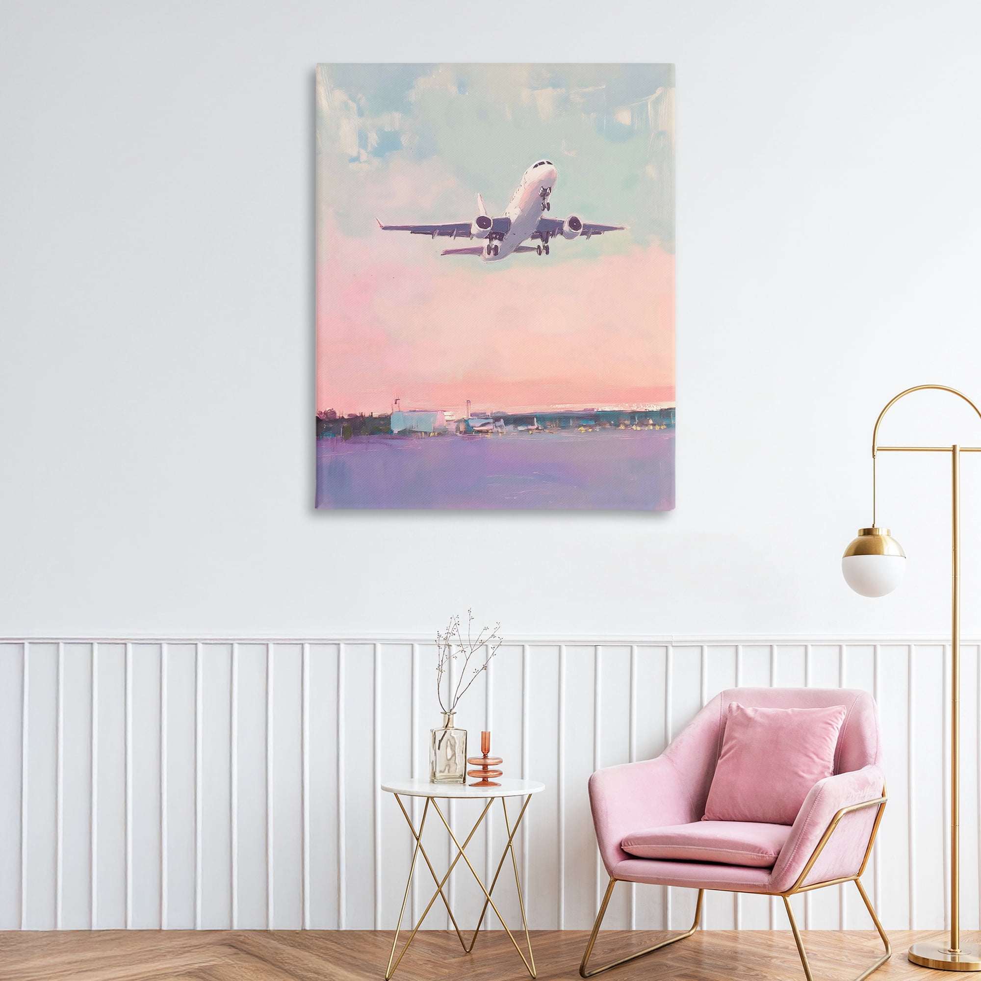Stupell Industries Airplane Takeoff into Pastel Skies Canvas Wall Art, design by The Prints Vibe