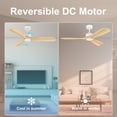 thumbnail image 5 of 52 Inch Light Wood Bedroom Patio Porch Outdoor Indoor Smart Ceiling Fans with Lights Remote, 5 of 7
