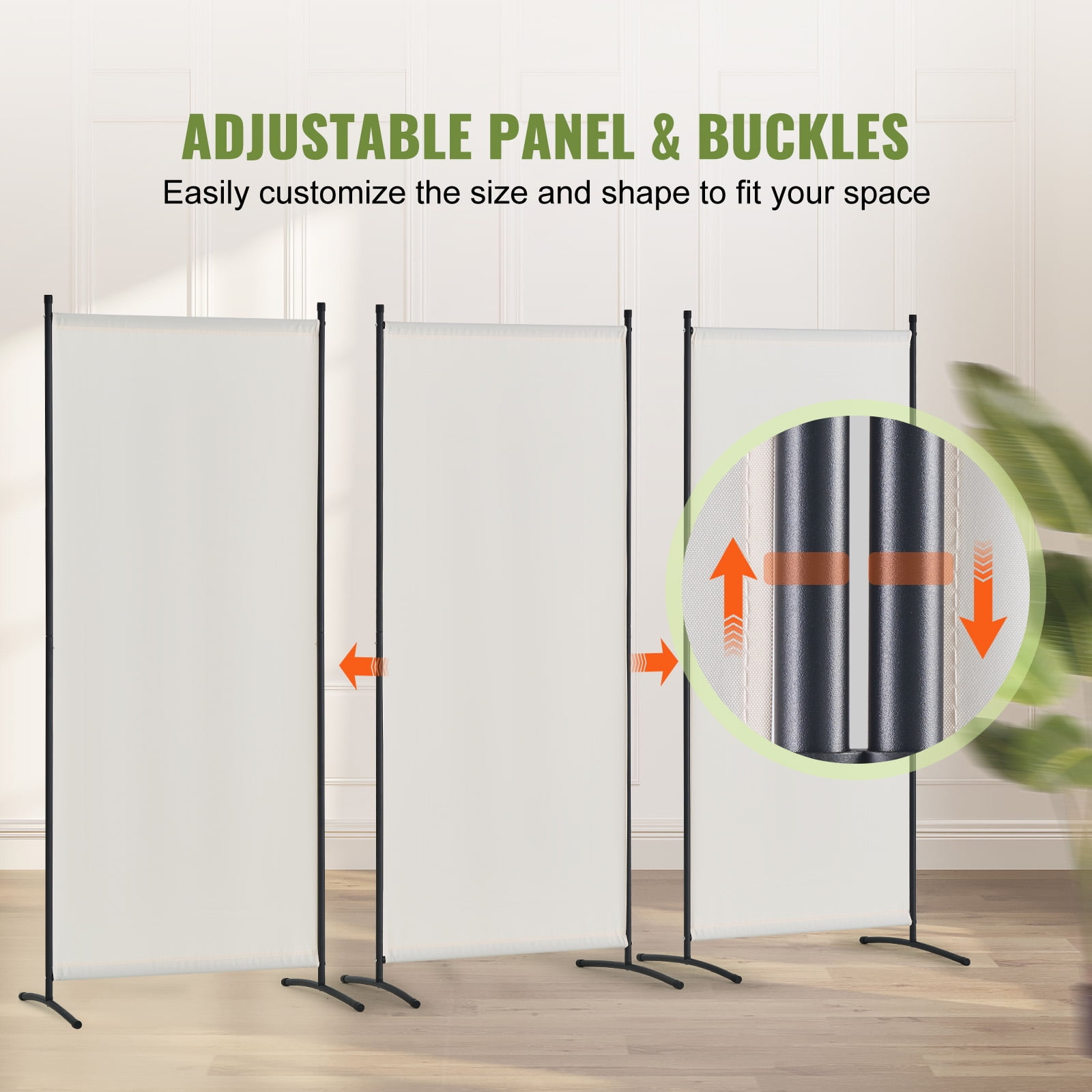 VEVOR Room Divider, 3 Panel Room Dividers and Folding Privacy Screens , Fabric Partition Room Dividers for Office, Bedroom, Dining Room, Study, Freestanding, White