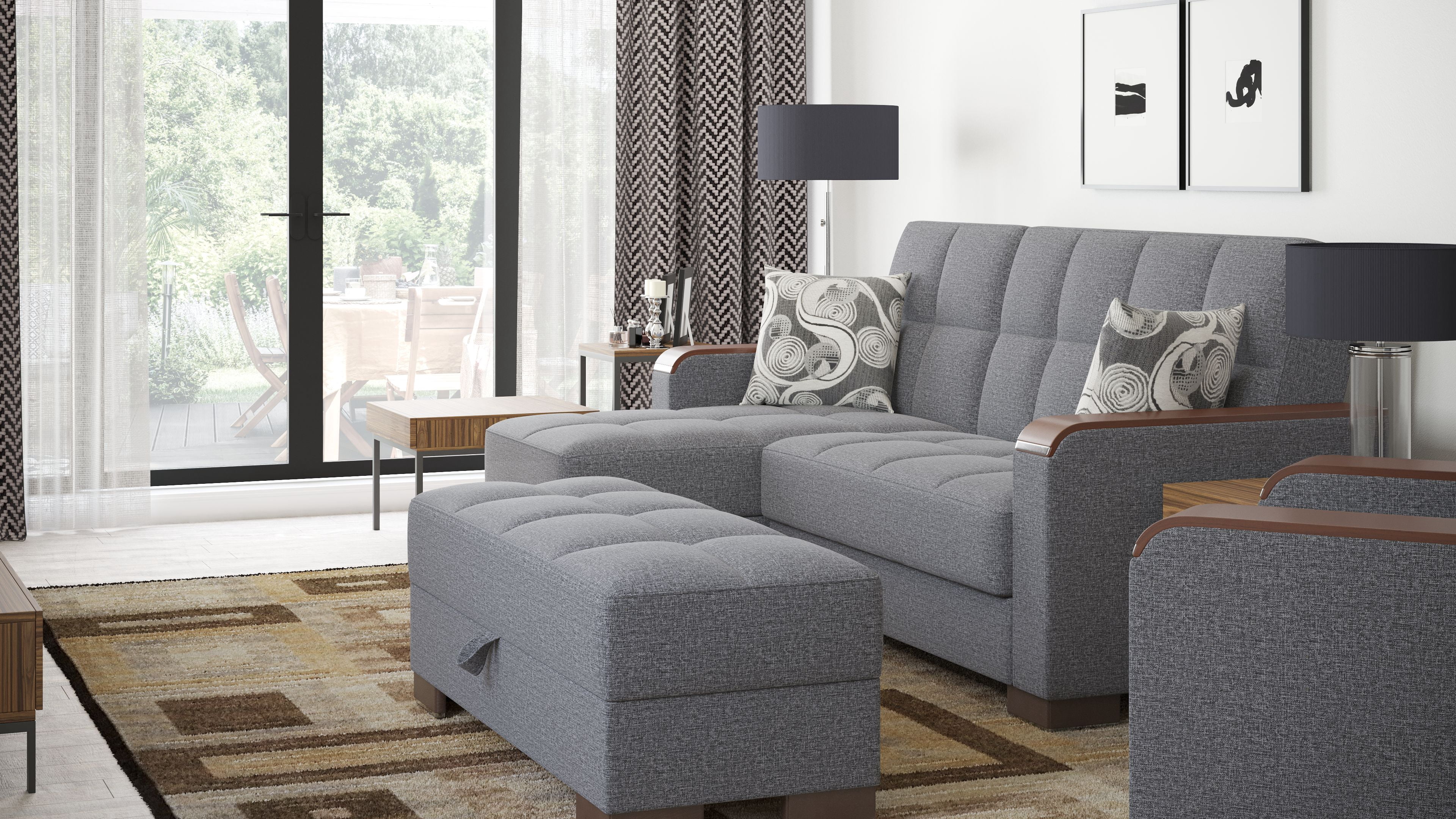 Ottomanson Origins X Upholstered Storage Ottoman, Gray