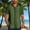 Army Green, variant on Shirts for Men Vintage Short Sleeve Bowling Button-up Shirt Floral Print Cuba Collar Relaxed-Fit Breathable Cotton Blend Beach Vacation