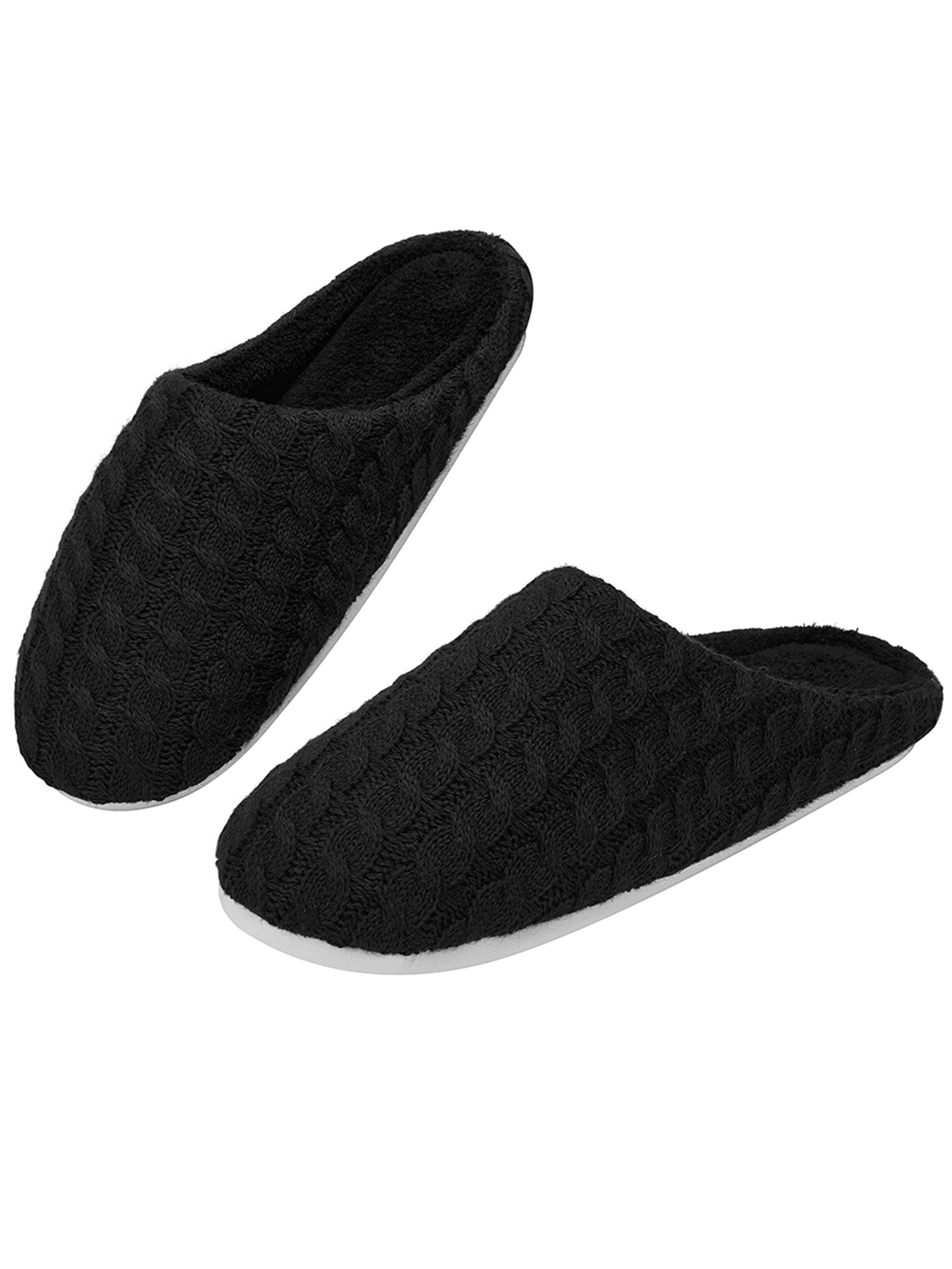 FALEXO Men Cozy Warm Indoor Soft Slipper Rubber Sole shoes Memory Foam