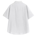 thumbnail image 5 of XDZJLR Mens Shirts Summer Solid Color Short Sleeved Lapel Stand Collar Button Down Leisure Tee, 5 of 5
