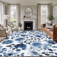 thumbnail image 3 of Blue Flowers Area&nbsp;Rug 8x10ft Retro Spring Watercolor Floral Non-Slip&nbsp;Washable Square&nbsp;Rugs Soft Felt Indoor Floor Mat for Bedroom Kitchen Living Room Bathroom, 3 of 9