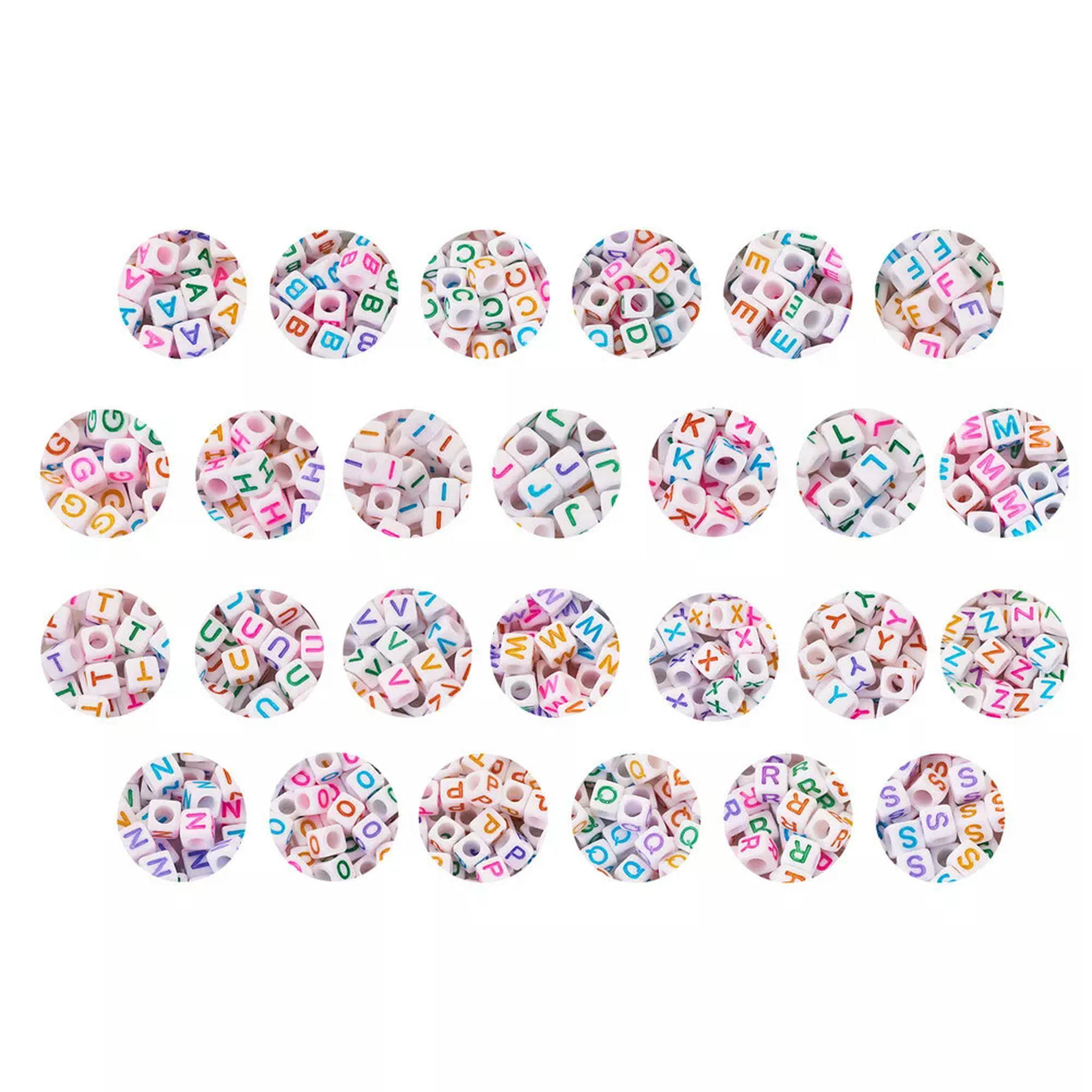 U8MO 1300pcs 26 Letter A~Z 6mm Opaque White Acrylic Enamel Cube Beads Alphabet Spacer