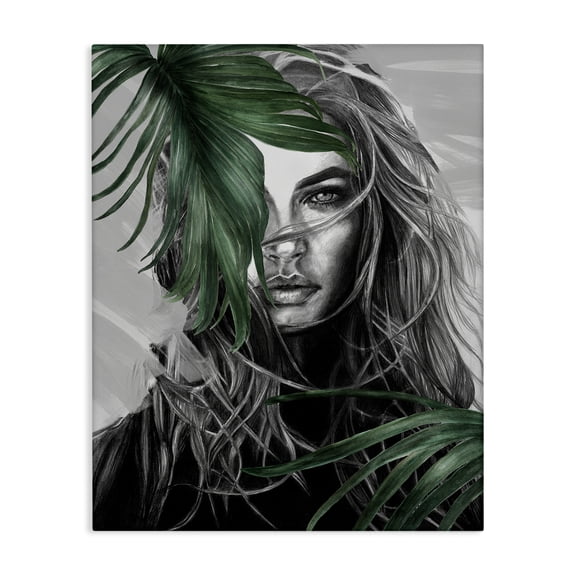 Stupell Industries Contemporary Female Portrait with Ferns Canvas Art, 24 x 30, by Patricia Mendes