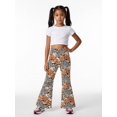 thumbnail image 5 of Girls Flared Wide Leg Digital Print Pants, Casual Bell Bottom Trousers for Kids, Slim Fit Autumn Spring Summer Wear, Ages 4-13, 5 of 6