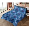 thumbnail image 4 of Ambesonne Tropical Leaves Fitted & Flat Sheet with Shams 4 Pcs Set, Art Retro Monstera, Queen, Dark Lavender Indigo, 4 of 5