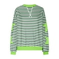 thumbnail image 6 of Htigea Women's Striped Oversized Sweatshirt Color Block Crew Neck Long Sleeve Shirt Casual Pullover Top Fall Y2K Clothes Green 3XL, 6 of 9