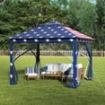thumbnail image 2 of Costway 11 ft × 11 ft Pop up Gazebo with Mesh Netting Sidewalls, Vented Top, Drainage Holes American Flag, 2 of 11