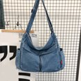 thumbnail image 2 of Bolsa Bandolera de hombro de dama de alta capacidad mezclilla retro japonesa azul claro Ehuebsd, 2 of 9