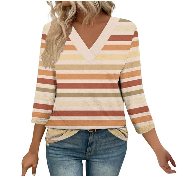 Spring Blouses for Plus Size Women 2026 Womens Shirts Casual 3/4 Sleeve T Shirts Women's Blouses Casual Boho