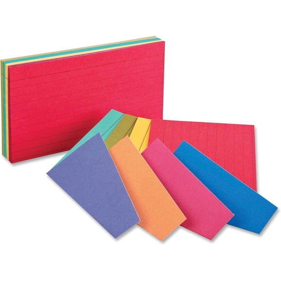 Assorted Colors 3x5 Inches Extreme Index Cards, 100 per Pack (04736)