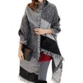 thumbnail image 1 of Bufanda grande de tartán, chal, bufanda de cuadros a la moda para mujer, bufanda de invierno para mujer, gruesa y versátil, lista para usar en la calle., 1 of 5