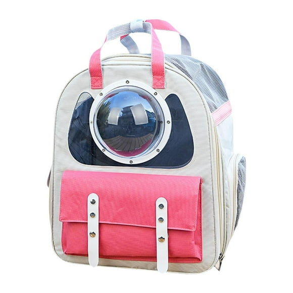 Mochila transportadora para gatos, transpirable, portátil, para viajes, para gatitos, perros pequeños Rosa