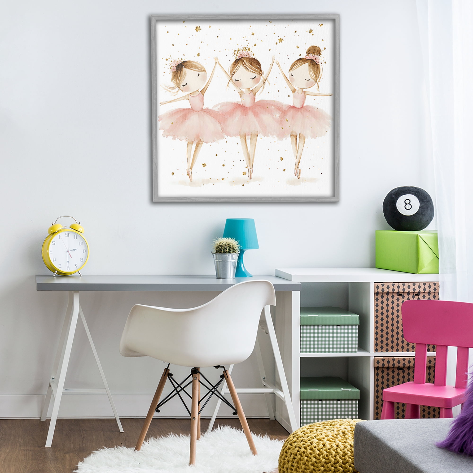 Stupell Industries Trio Of Ballerinas Gray Framed Giclee Art, design by Creative Studio