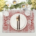 thumbnail image 3 of Gray Red Boho Placemats Set of 4 Ethnic Bohemian Carpet Place Mats Washable Kitchen Dining Vintage Grey Geography Floral Linen Table Mats Stain Heat-Resistant Cloth Tabel for Home Party 12x18 in, 3 of 8