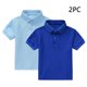 thumbnail image 2 of Odeerbi Chicos Niñas 2 Pack Camisas de Manga Corta Color Sólido Botón Casual Abajo Uniforme Escolar Tops Para 1-13 Años, 2 of 9