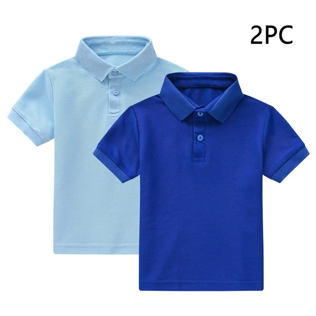 YUNAFFT Polos Décontractés pour Garçons et Filles Été Couleur Unie Manches Courtes Col Rond Lot de 2 Style Classique Décontracté