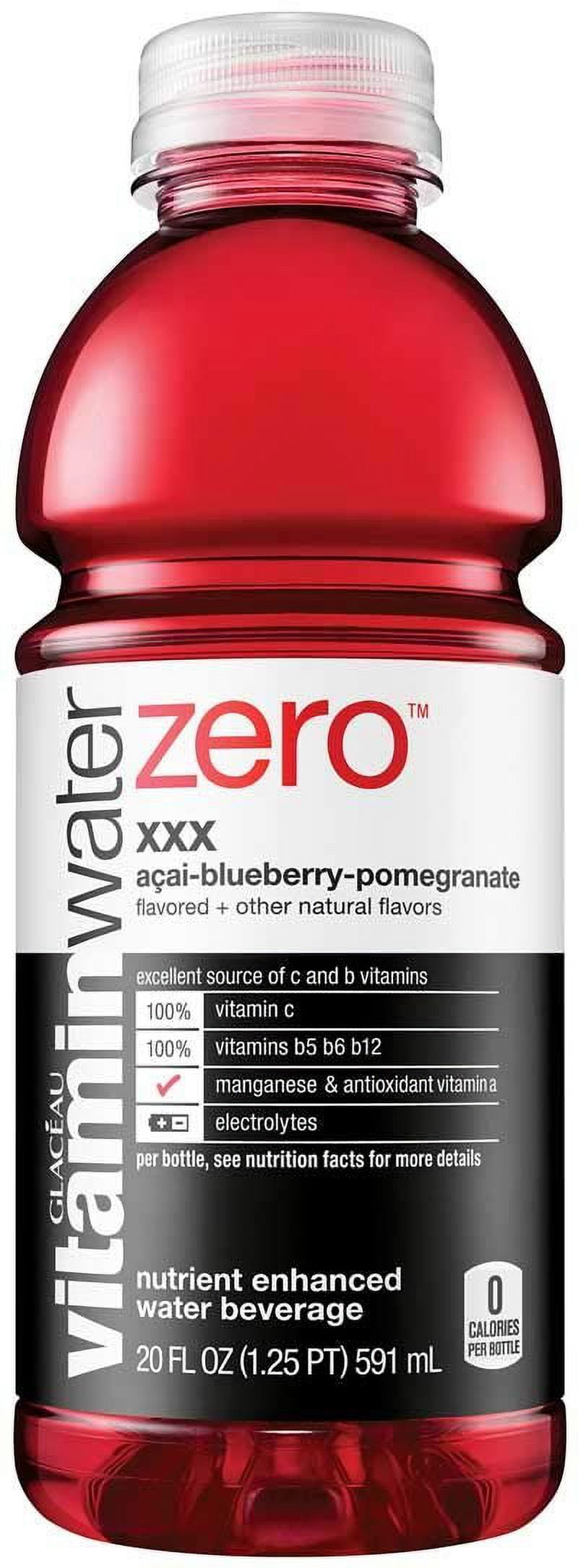 Vitamin Water Zero, Acai-Blueberry-Pomegranate - XXX, 20oz Bottle Pack of 6, Total of 120 Oz